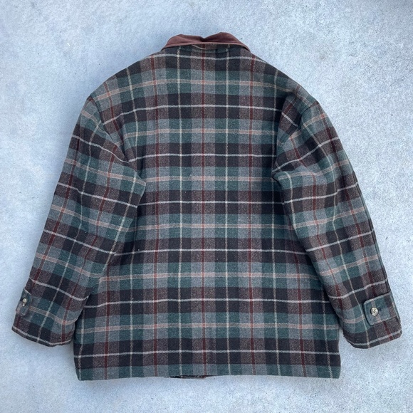 Plaid Men's Jacket with Brown Collar - Picture 6 of 7
